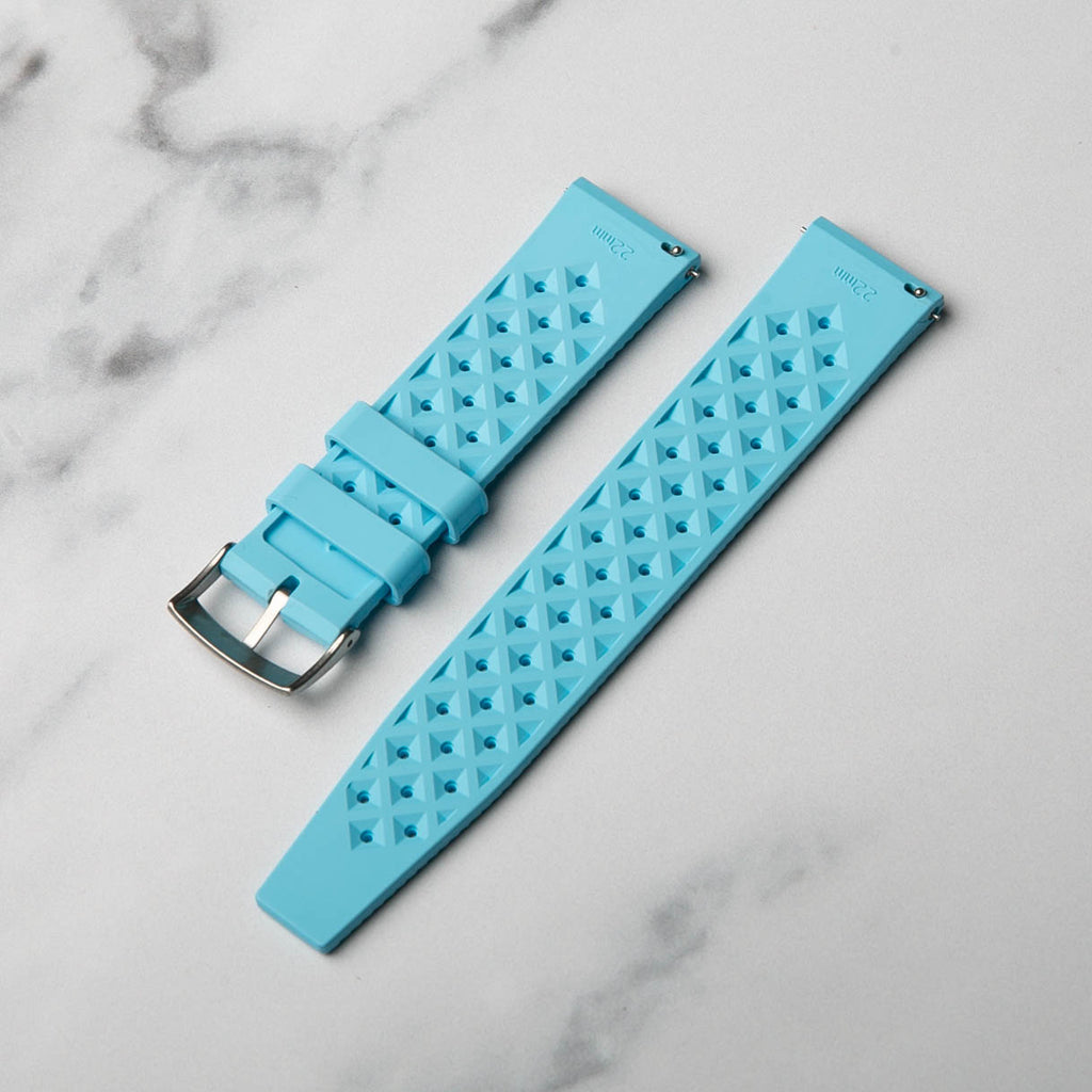 Sky Blue Tropic FKM Rubber watch strap by North Straps
