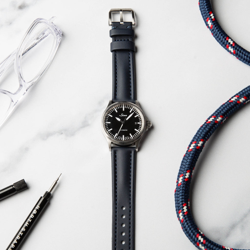 Sinn 556 Premium Sailcloth watch strap in blue by North Straps 20mm, 22mm.