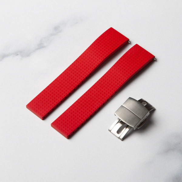 Red Cut to Size (CTS) FKM Rubber strap by North Straps