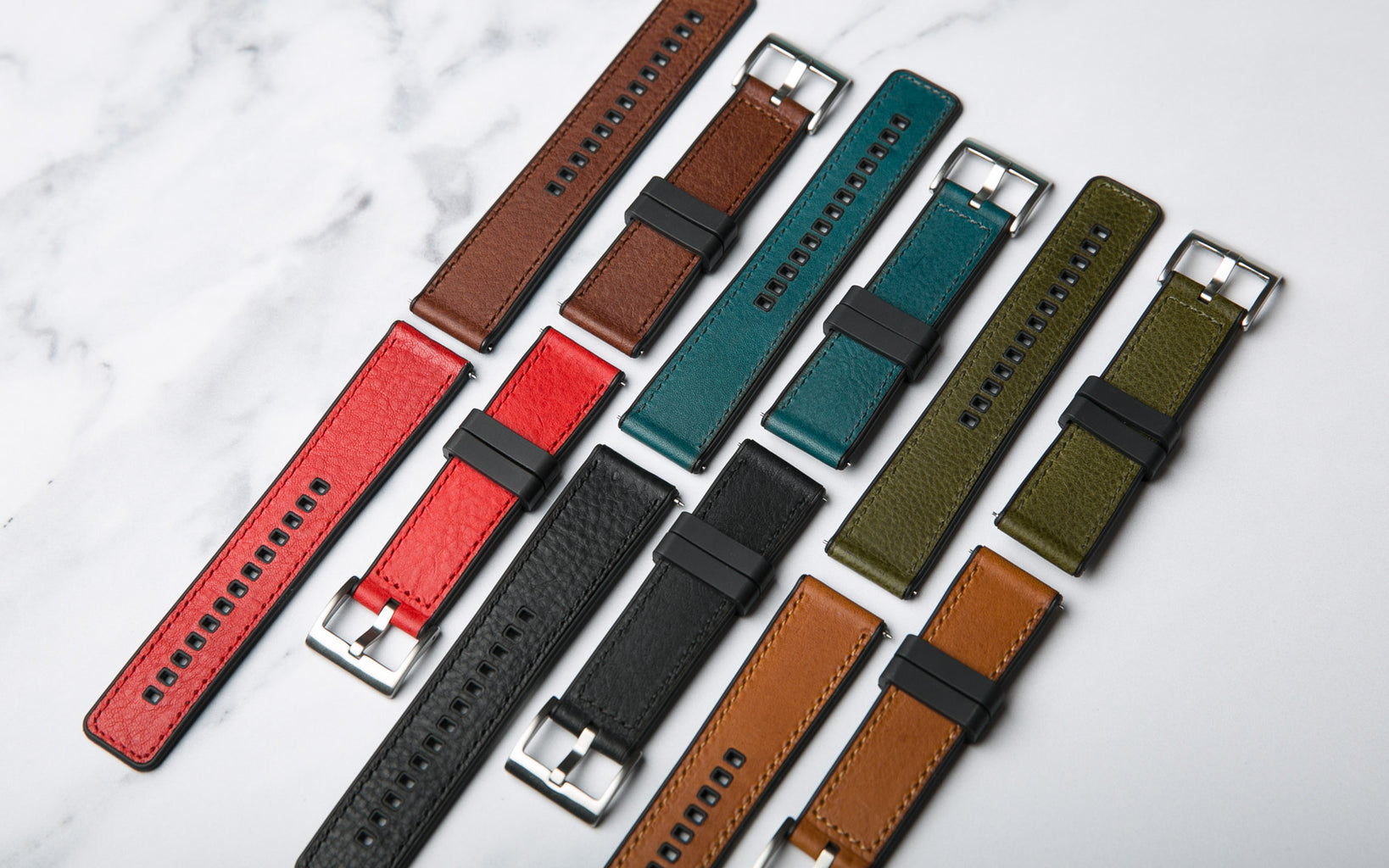 Winchester rubber and leather hybrid watch straps by North Straps