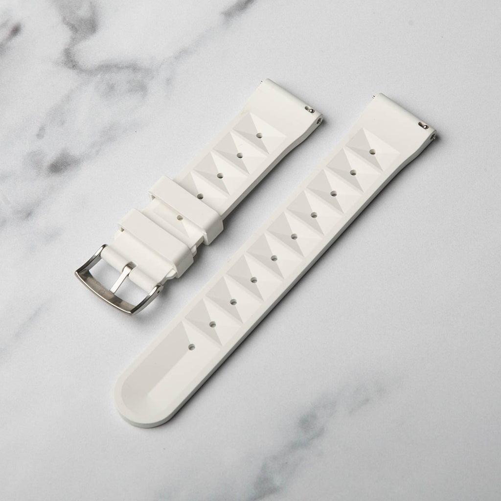 White FKM Rubber Waffle Watch Strap by North Straps