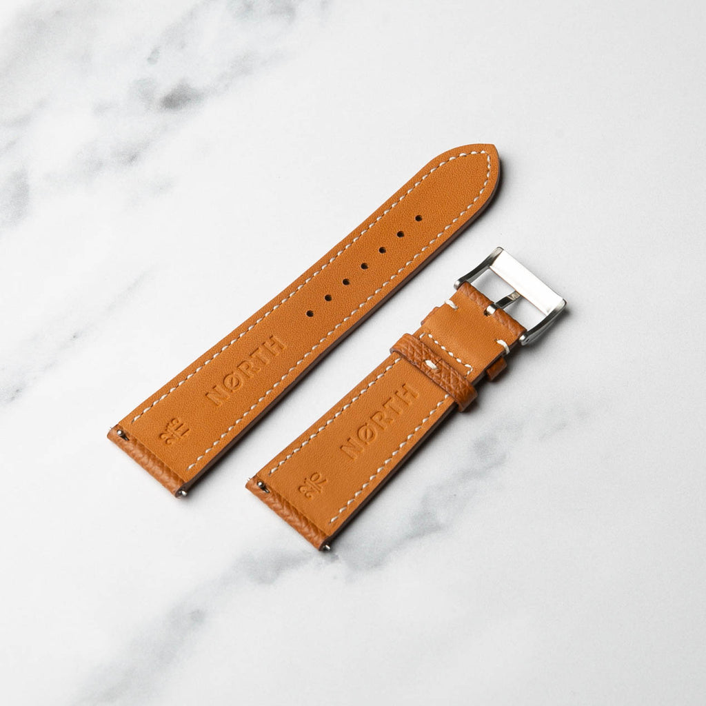 Tan hand made premium Epsom leather watch strap by North Straps.