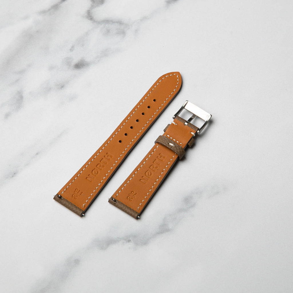 Taupe hand made premium Epsom leather watch strap by North Straps.