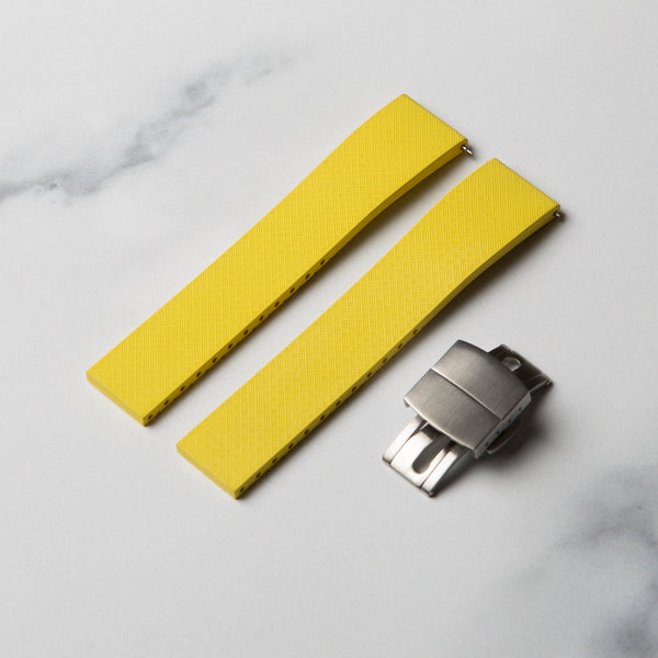 Yellow Cut to Size (CTS) FKM Rubber strap by North Straps