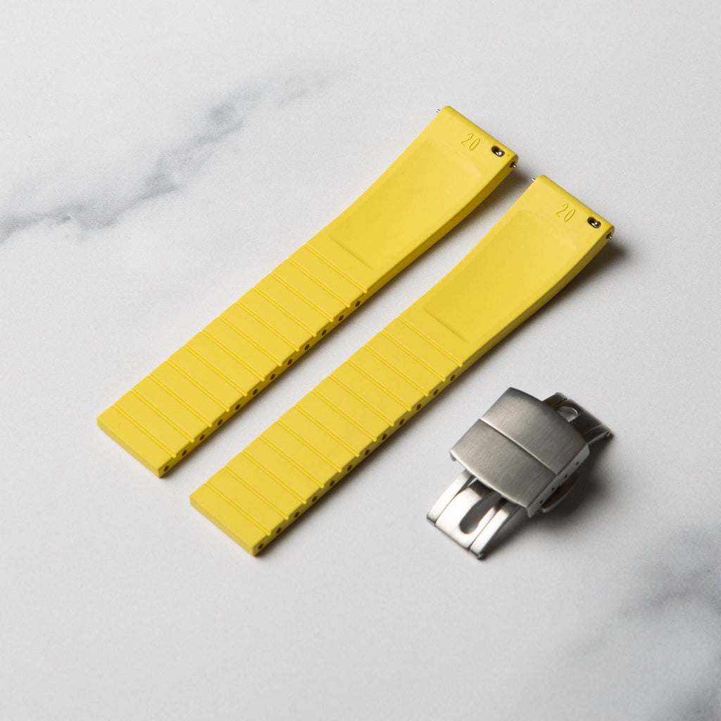 Yellow Cut to Size (CTS) FKM Rubber strap by North Straps