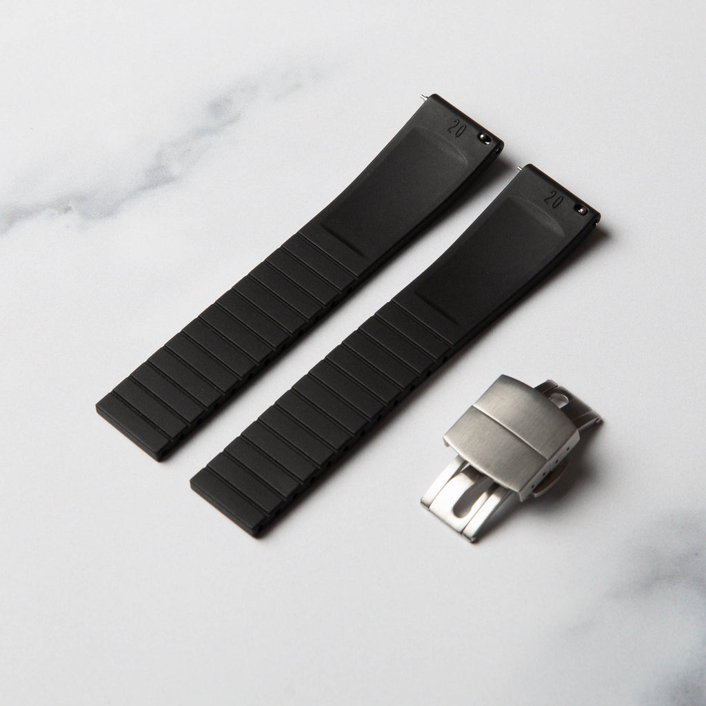 Black Cut to Size (CTS) FKM Rubber strap by North Straps