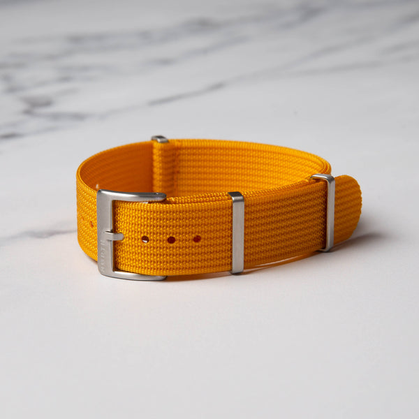 Mustard Yellow Ribbed Nato Military Watch Strap by North Straps