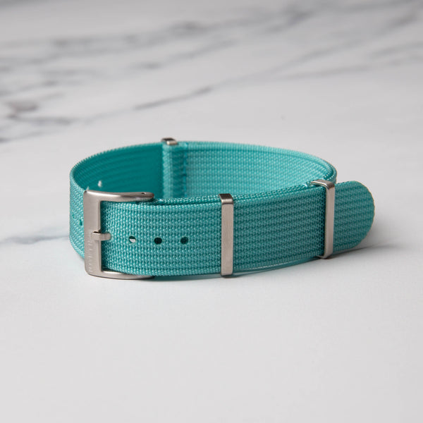 Sky Blue Ribbed Nato Military Watch Strap by North Straps