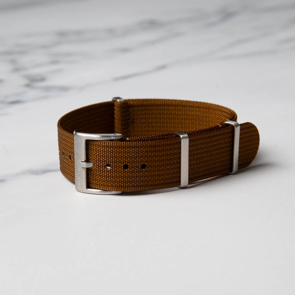 Brown Ribbed Nato Military Watch Strap by North Straps