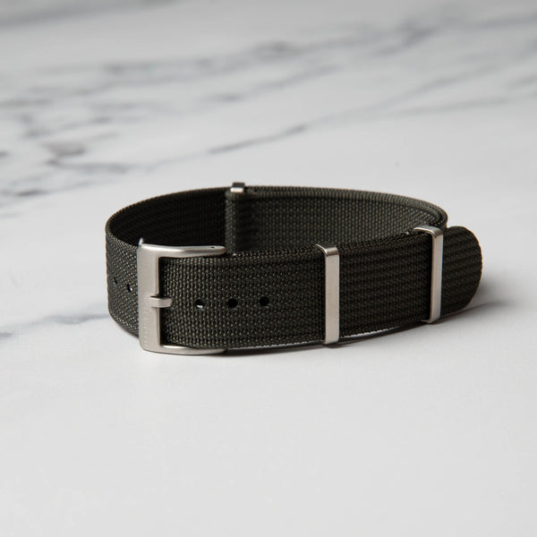 Dark Grey Ribbed Nato Military Watch Strap by North Straps