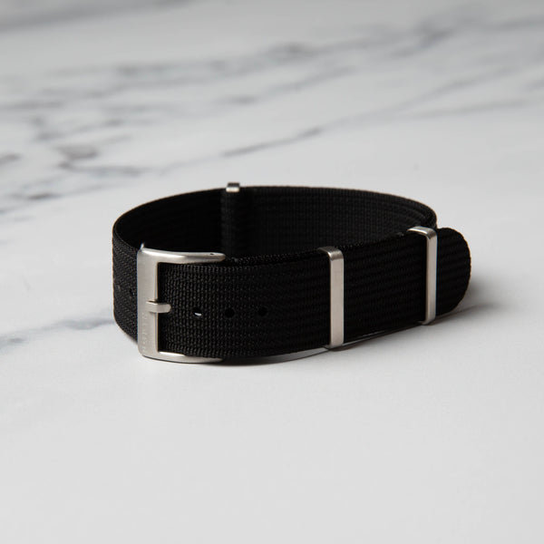 Black Ribbed Nato Military Watch Strap by North Straps