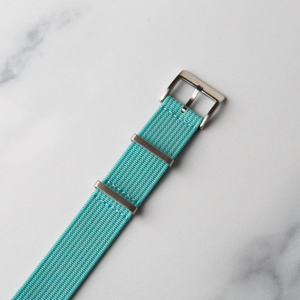 Sky Blue Ribbed Nato Military Watch Strap by North Straps