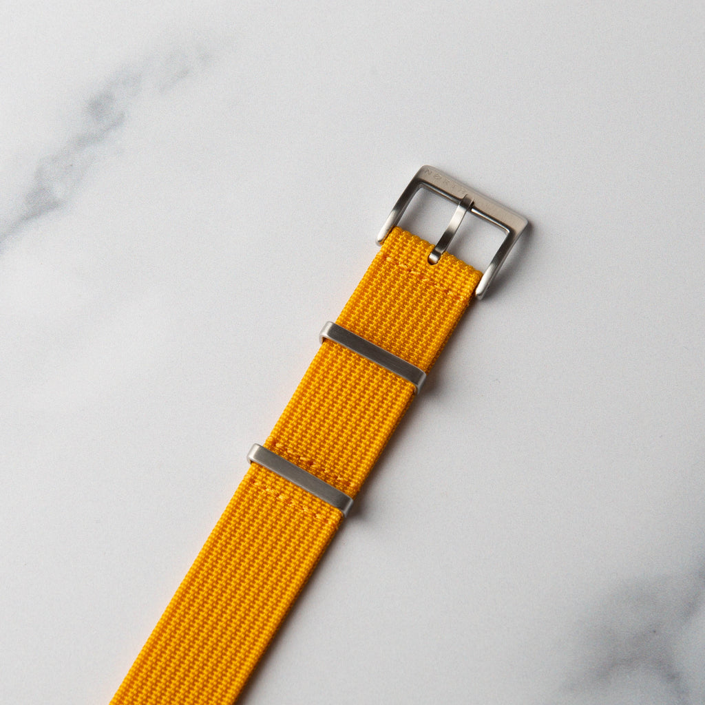 Mustard Yellow Ribbed Nato Military Watch Strap by North Straps