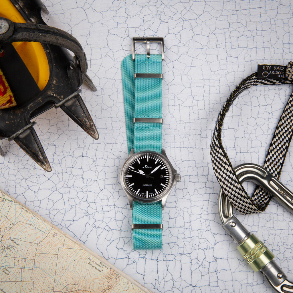 Sky Blue Ribbed Nato Military Watch Strap by North Straps