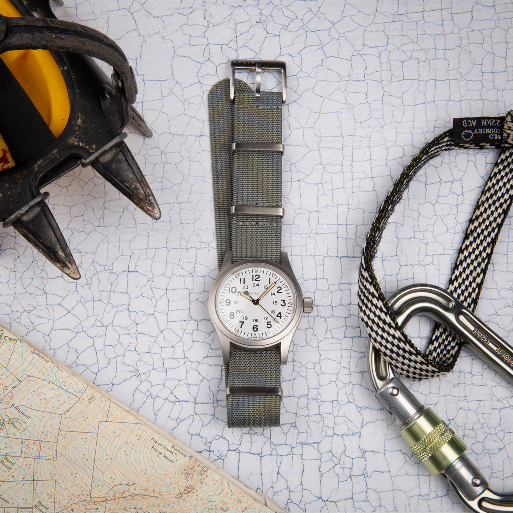 Grey Ribbed Nato Military Watch Strap by North Straps