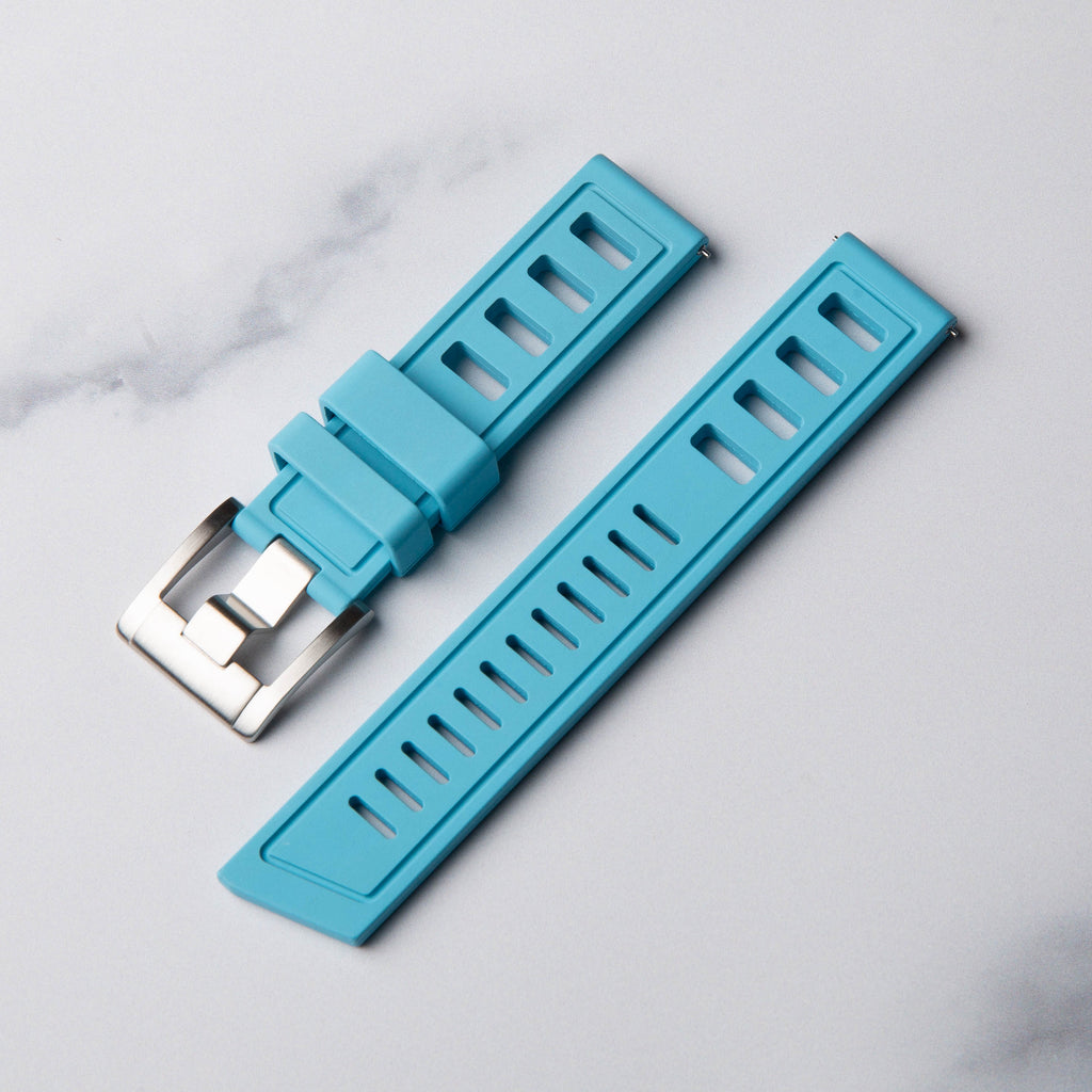 Sky Blue Kraken Rubber Dive Watch Strap by North Straps