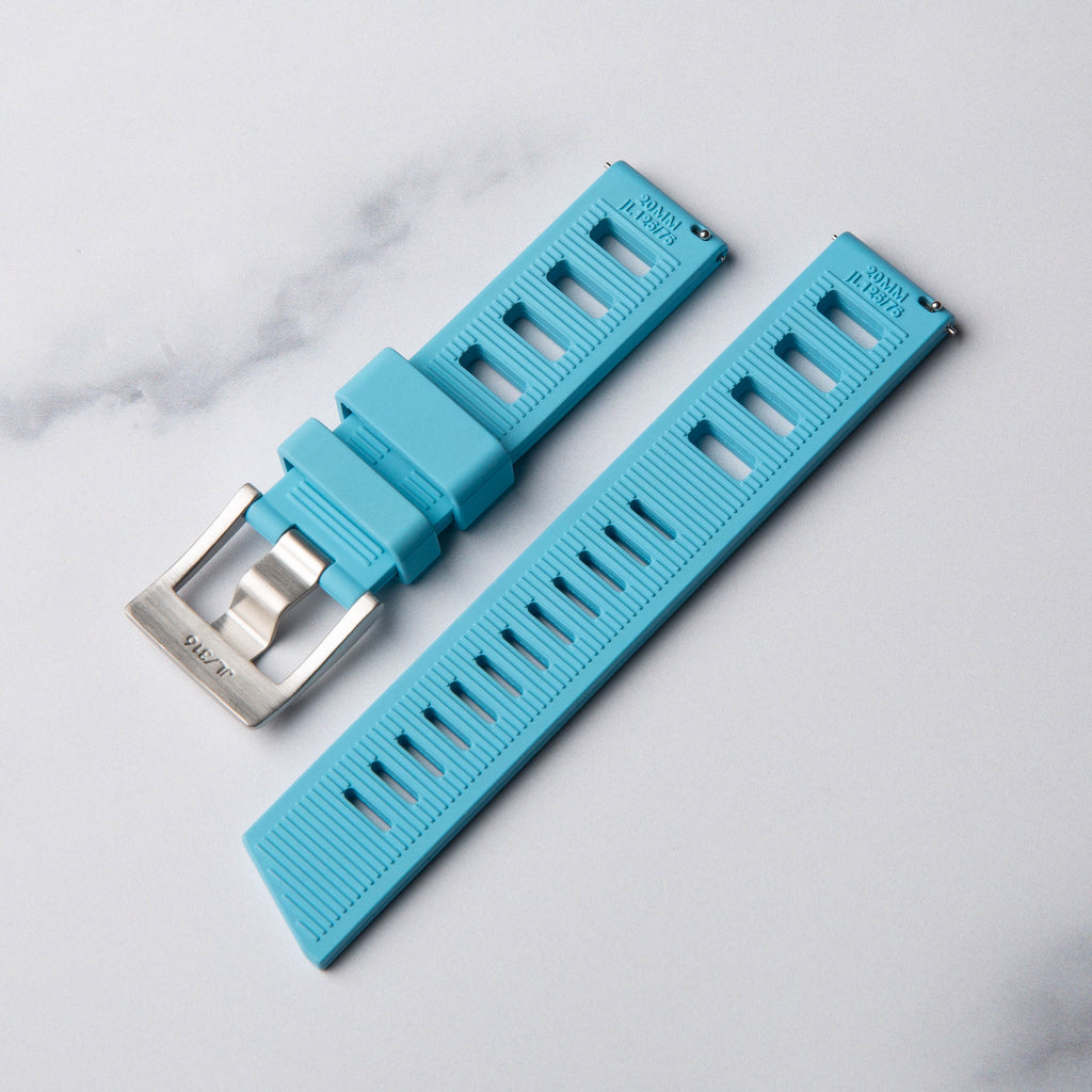 Sky Blue Kraken Rubber Dive Watch Strap by North Straps