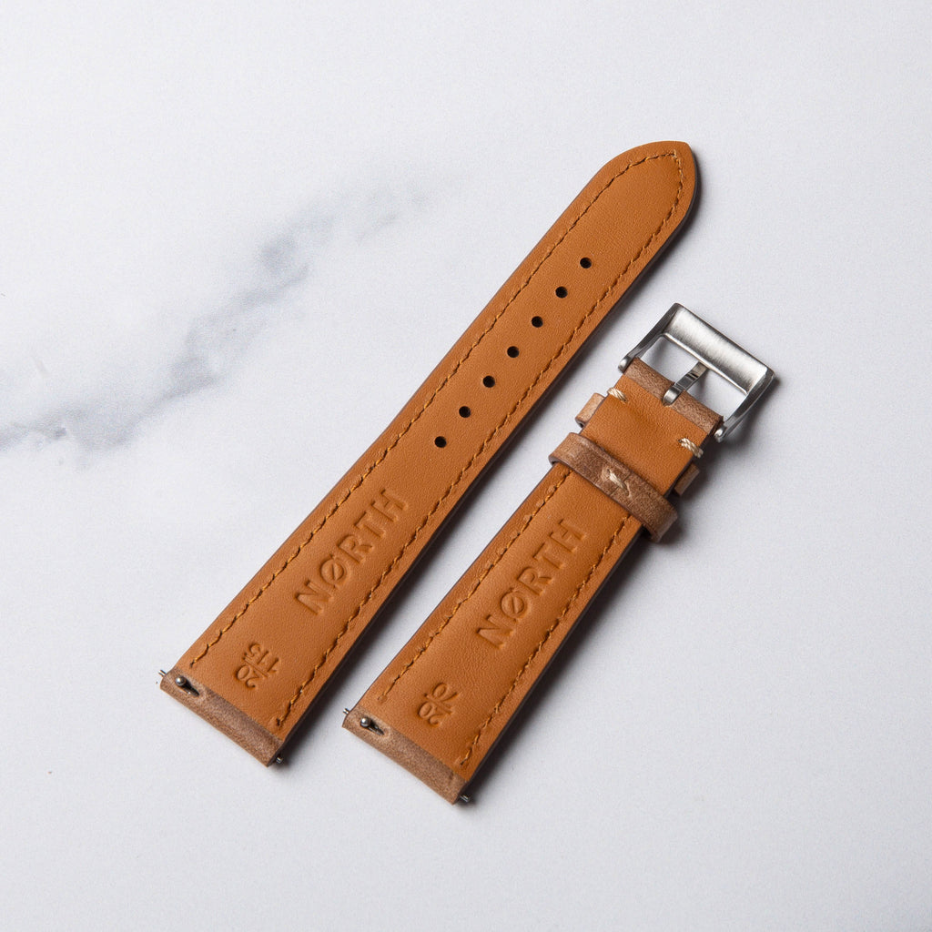 Natural Horween Chromexcel leather watch strap by North Straps