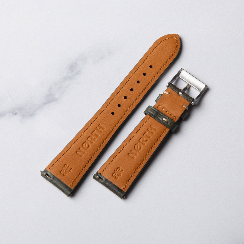 Olive Horween Chromexcel leather watch strap by North Straps