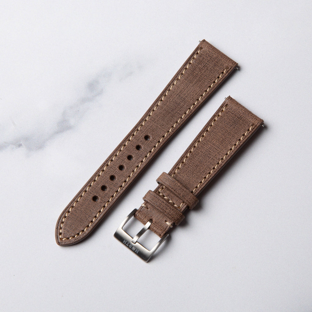 Coffee Babele leather watch strap by North Straps