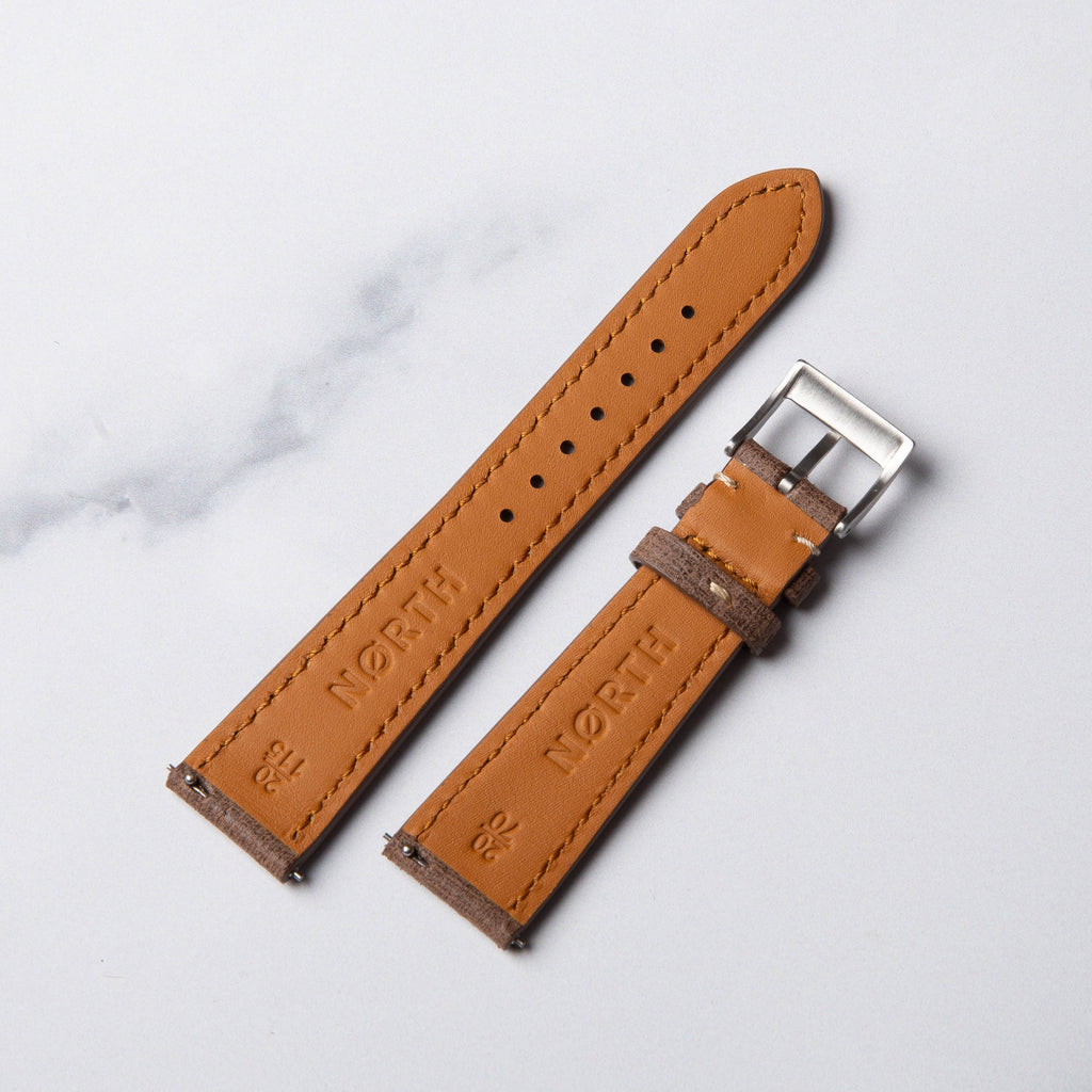 Coffee Babele leather watch strap by North Straps