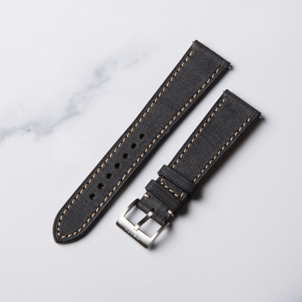 Dark Grey Babele leather watch strap by North Straps