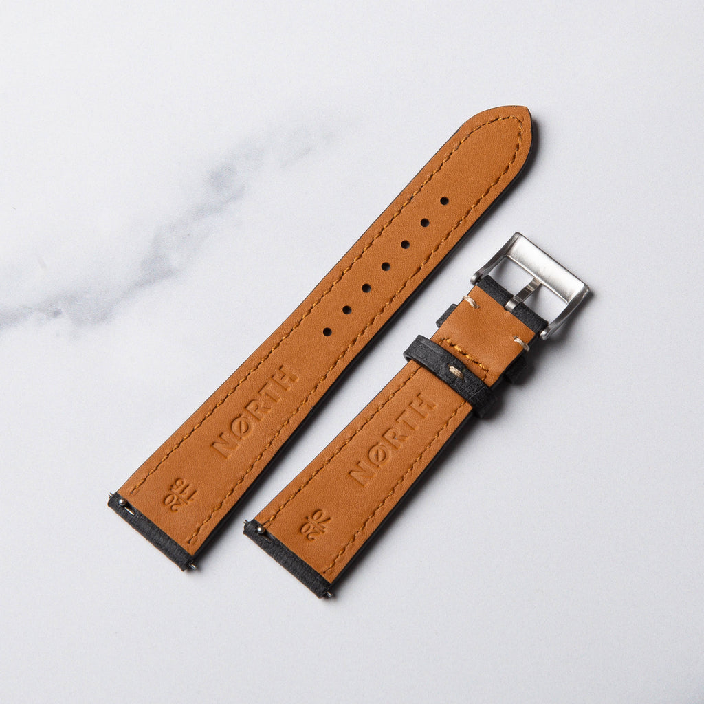 Dark Grey Babele leather watch strap by North Straps