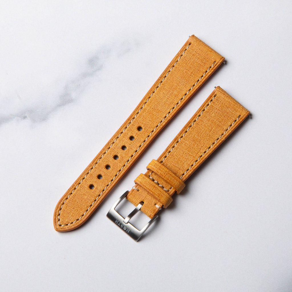 Gold Babele leather watch strap by North Straps