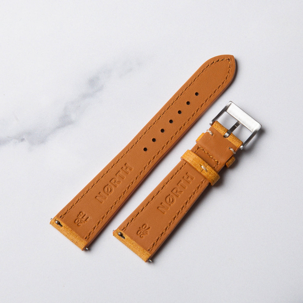 Gold Babele leather watch strap by North Straps