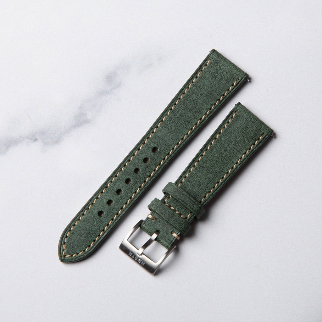 Green Babele leather watch strap by North Straps