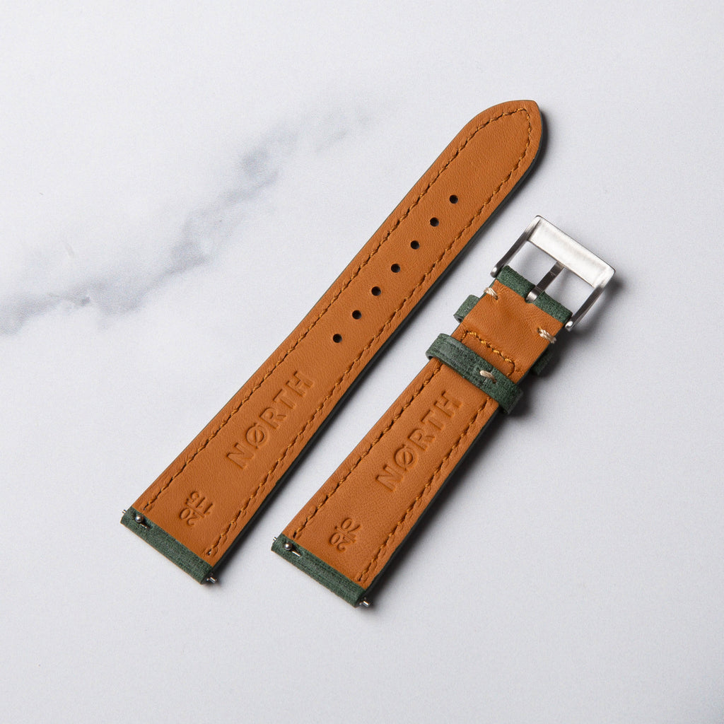 Green Babele leather watch strap by North Straps