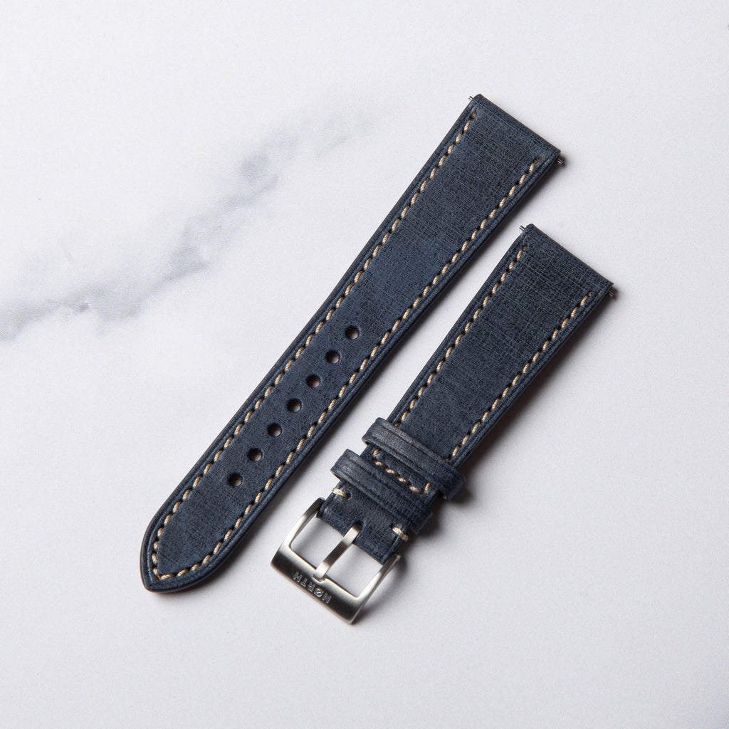 Denim Blue Babele leather watch strap by North Straps