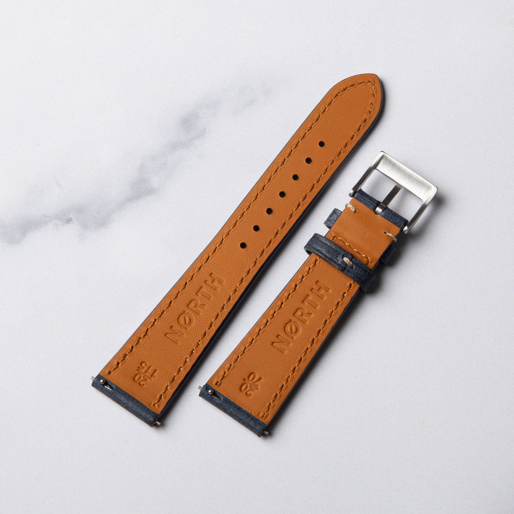 Denim Blue Babele leather watch strap by North Straps