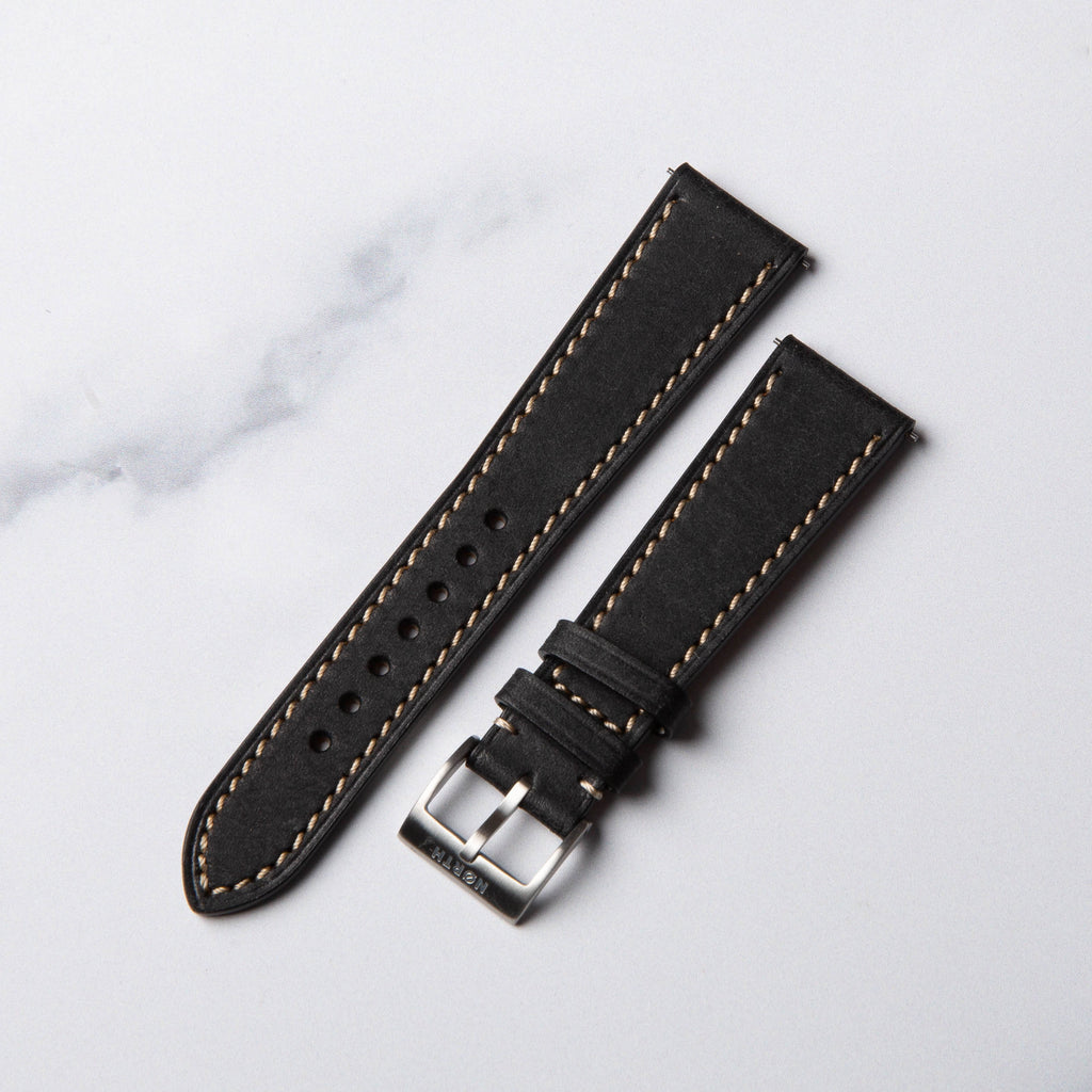 Black  Pueblo leather watch strap by North Straps