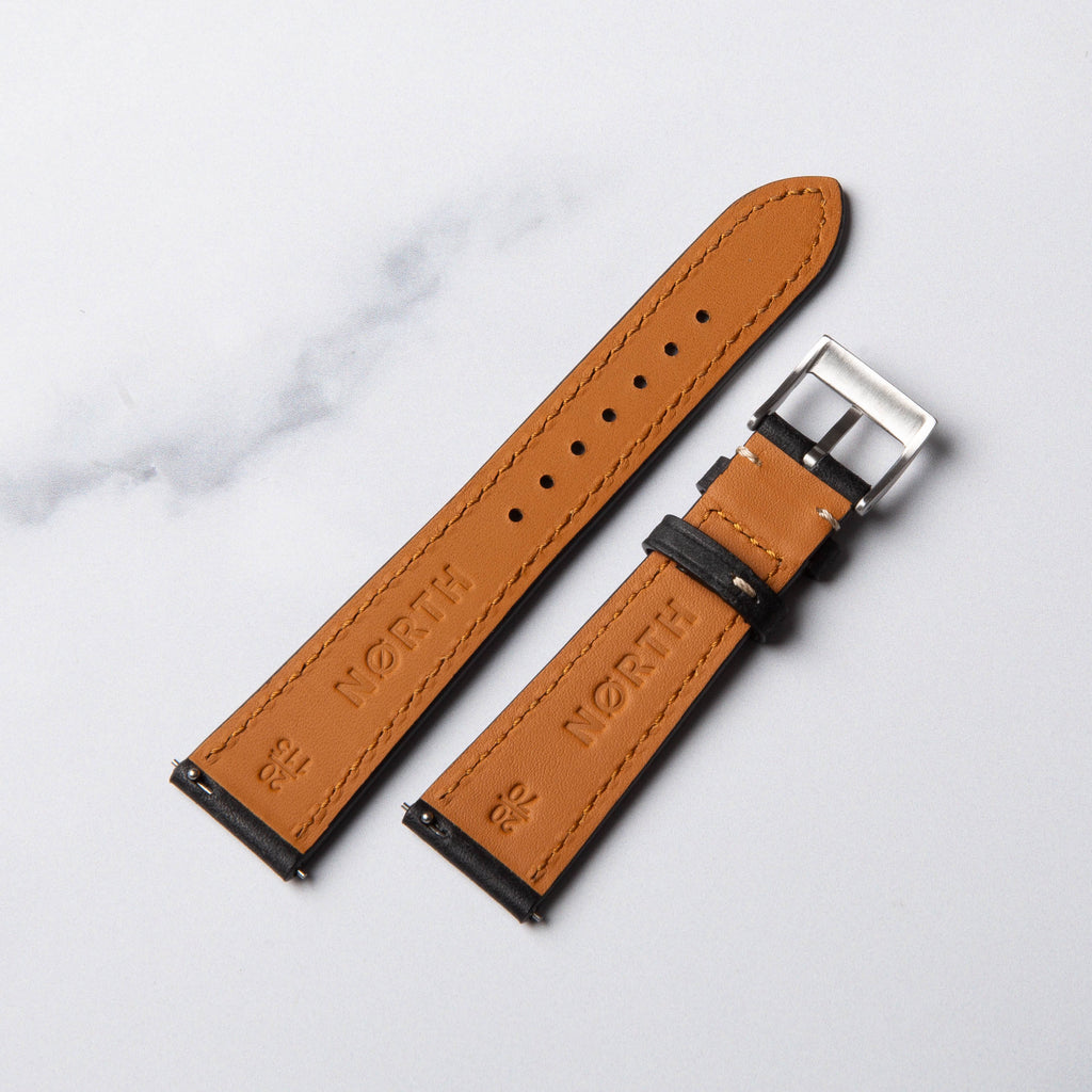 Black  Pueblo leather watch strap by North Straps