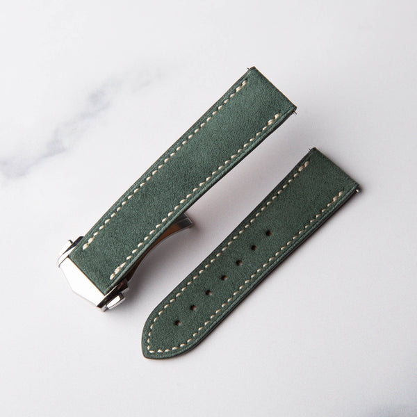 Green Alcantara Leather Foldover Watch Strap by North Straps