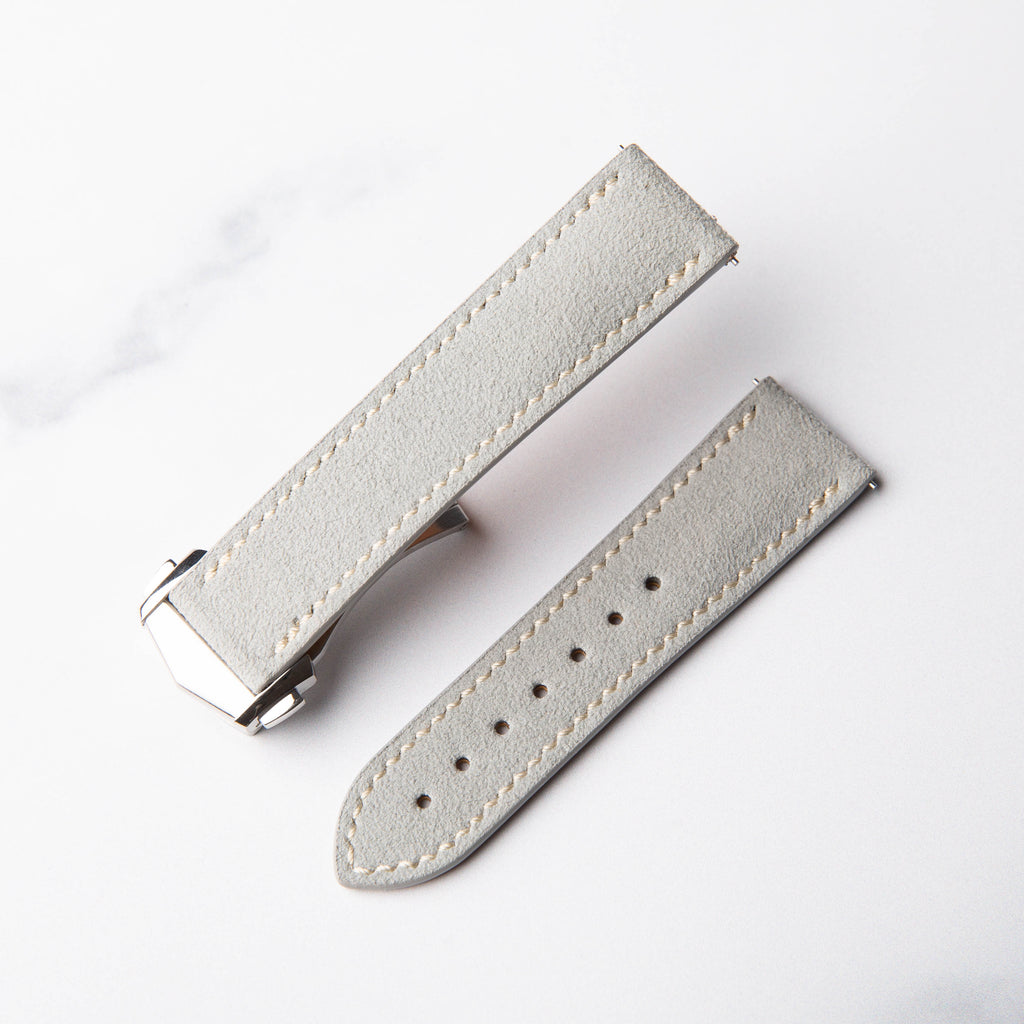 Grey Alcantara Leather Foldover Watch Strap by North Straps