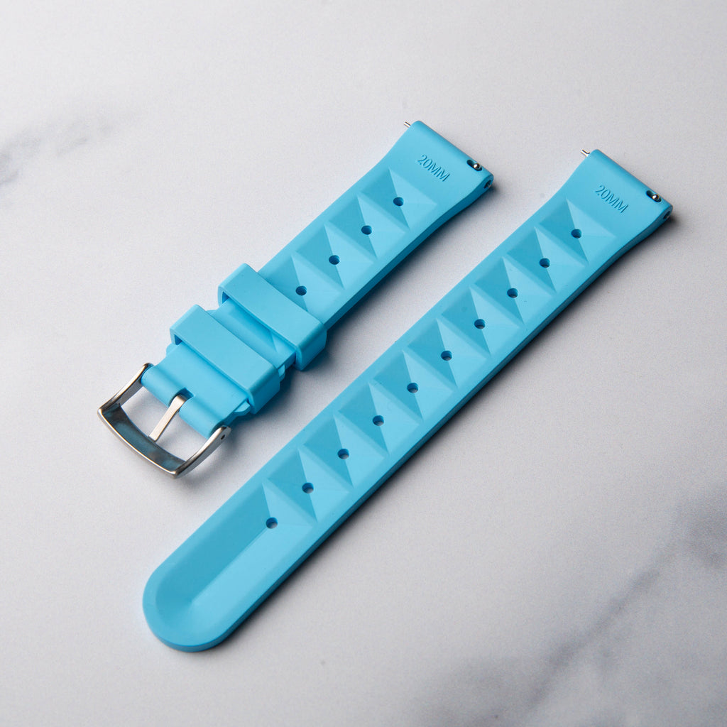 Sky Blue Rubber Waffle Watch Strap by North Straps