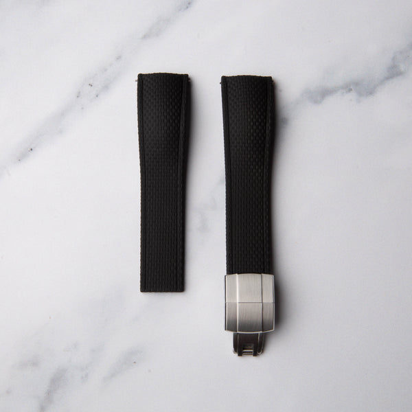 Black Cut to Size (CTS) FKM Rubber strap by North Straps available in 20mm, 21mm and 22mm.