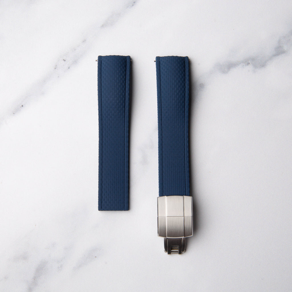Navy Blue Cut to Size (CTS) FKM Rubber strap by North Straps available in 20mm, 21mm and 22mm.