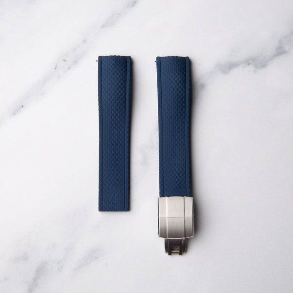 Navy Blue Cut to Size (CTS) FKM Rubber strap by North Straps available in 20mm, 21mm and 22mm.