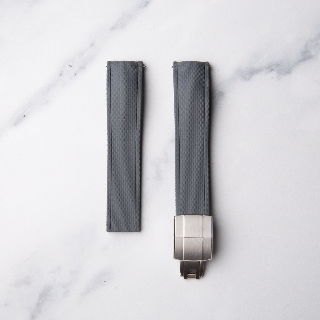 Grey Cut to Size (CTS) FKM Rubber strap by North Straps available in 20mm, 21mm and 22mm.