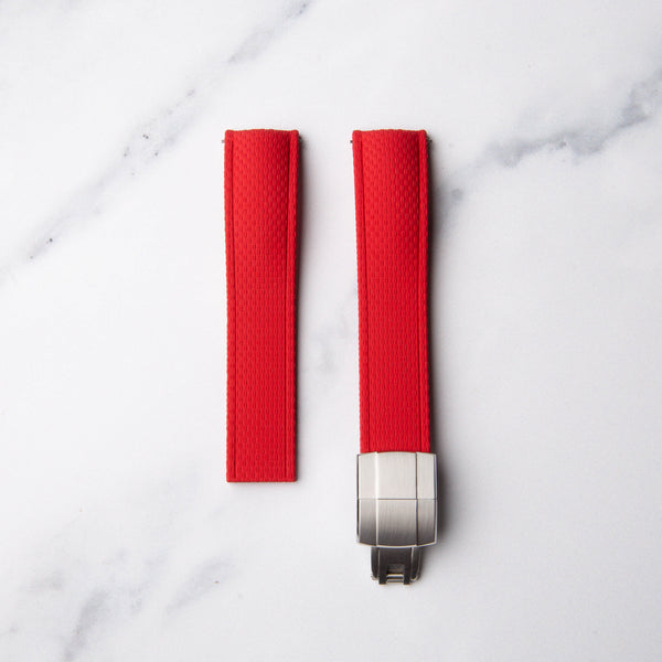 Red Cut to Size (CTS) FKM Rubber strap by North Straps available in 20mm, 21mm and 22mm.