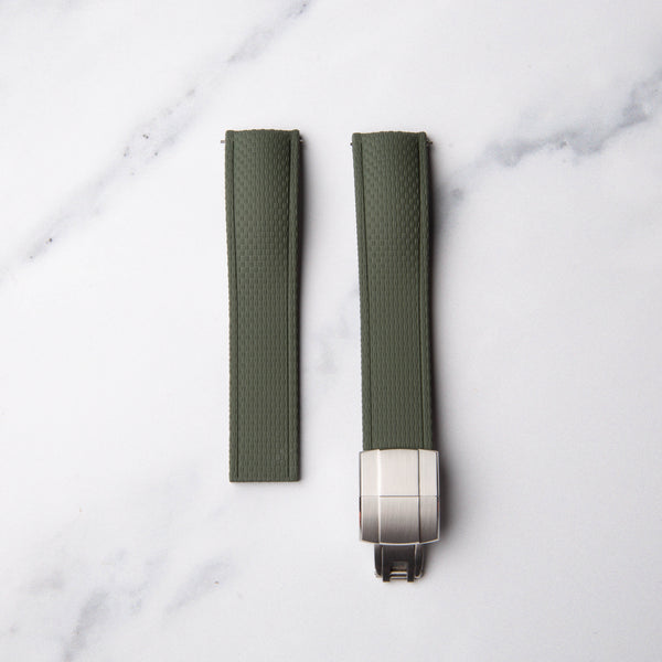 Green Cut to Size (CTS) FKM Rubber strap by North Straps available in 20mm, 21mm and 22mm.
