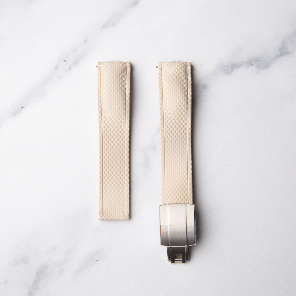 Beige Cut to Size (CTS) FKM Rubber strap by North Straps available in 20mm, 21mm and 22mm.