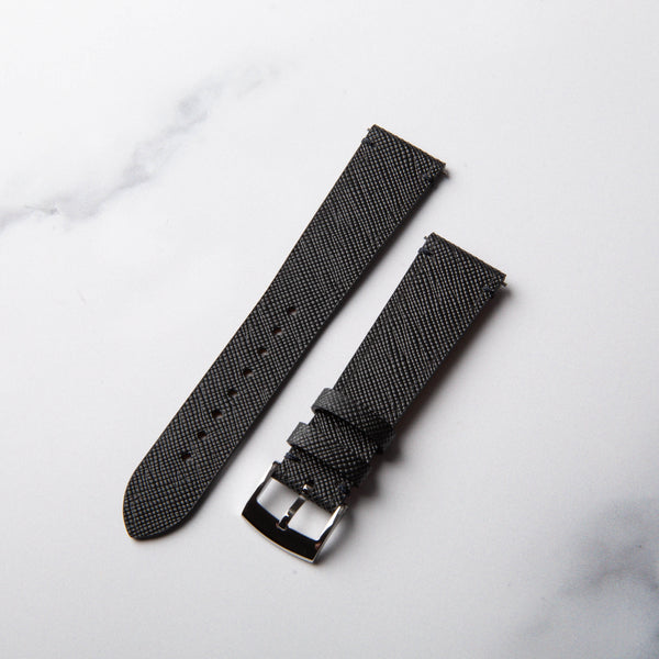 Black Stitchless Saffiano leather watch strap by North Straps