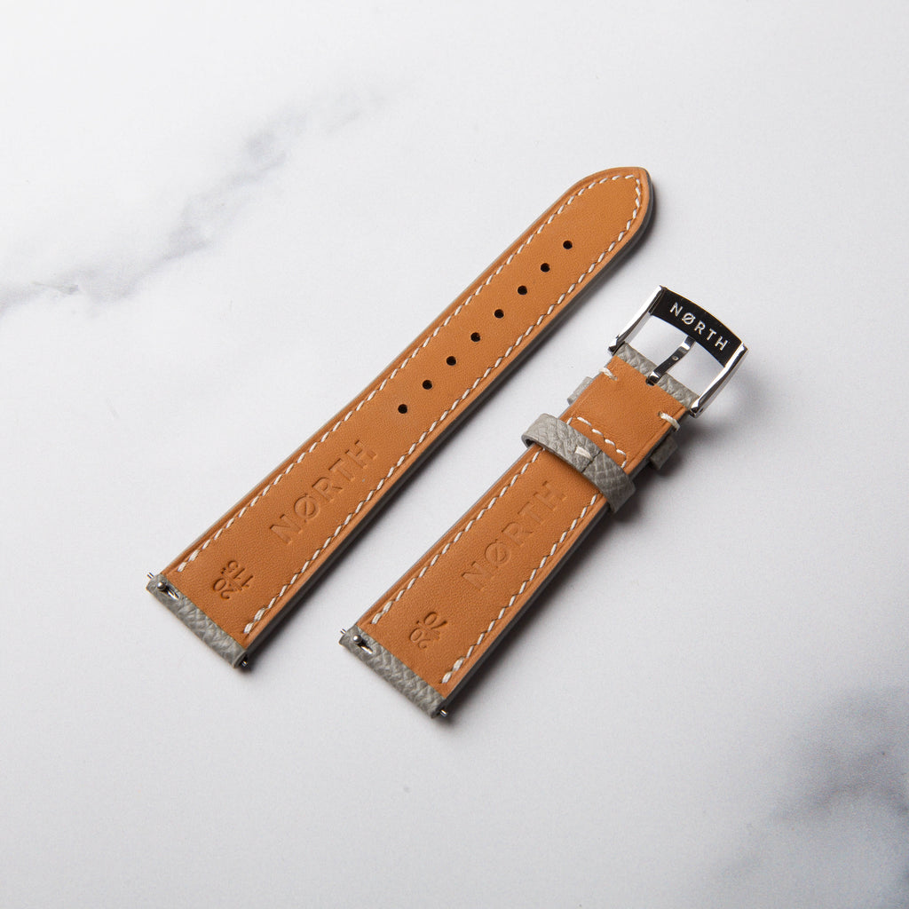 Grey Epsom leather watch strap by North Straps