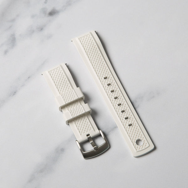 White Crosshatch FKM Rubber Strap