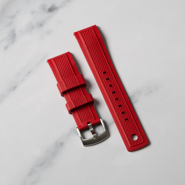 Red Crosshatch FKM Rubber Strap