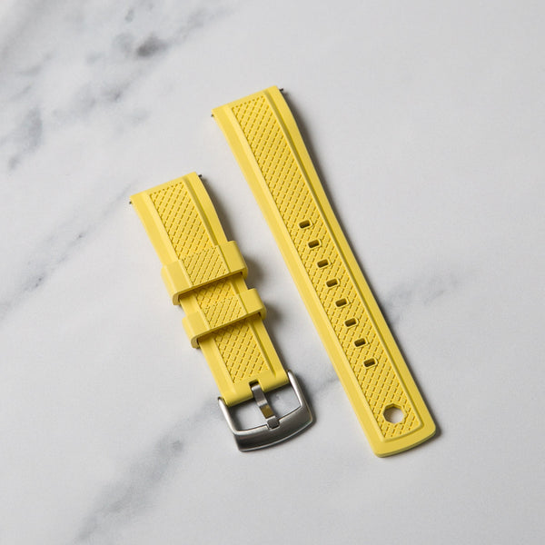 Yellow Crosshatch FKM Rubber Strap